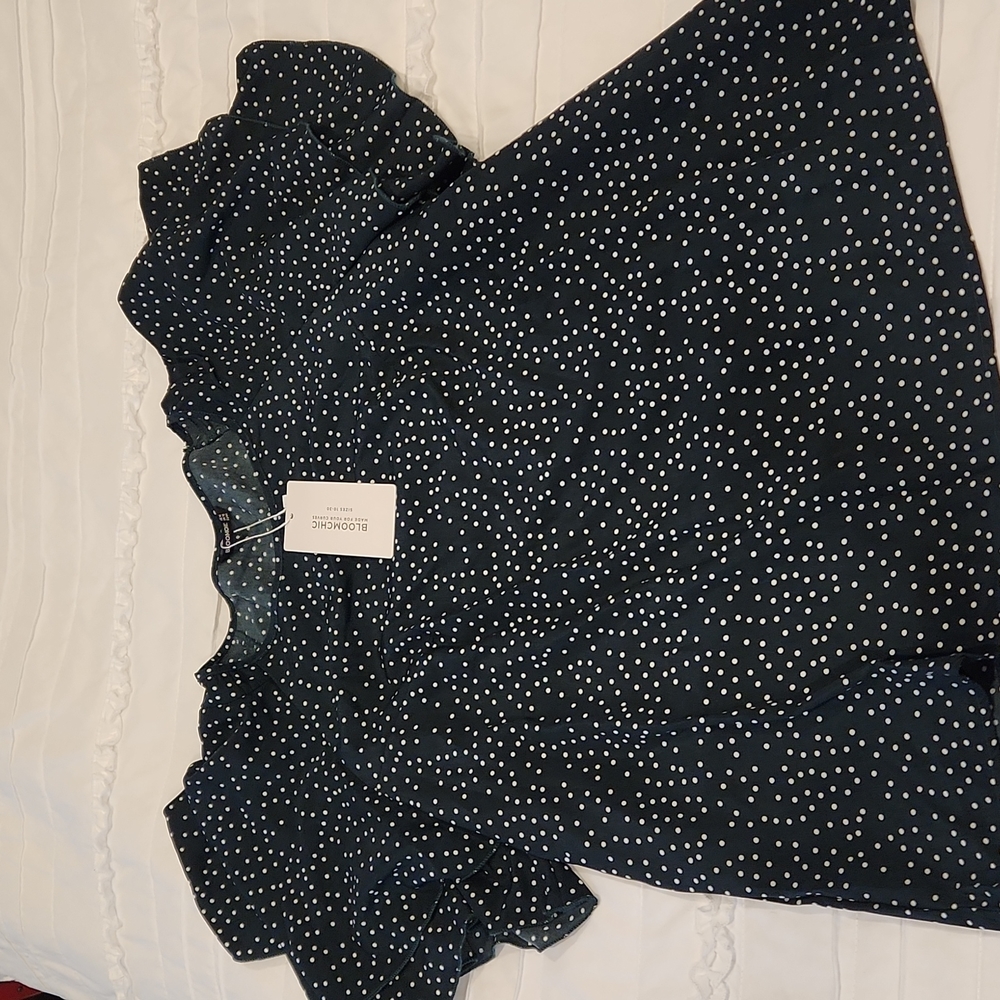 Dark Green Pola Dot Blouse NWT